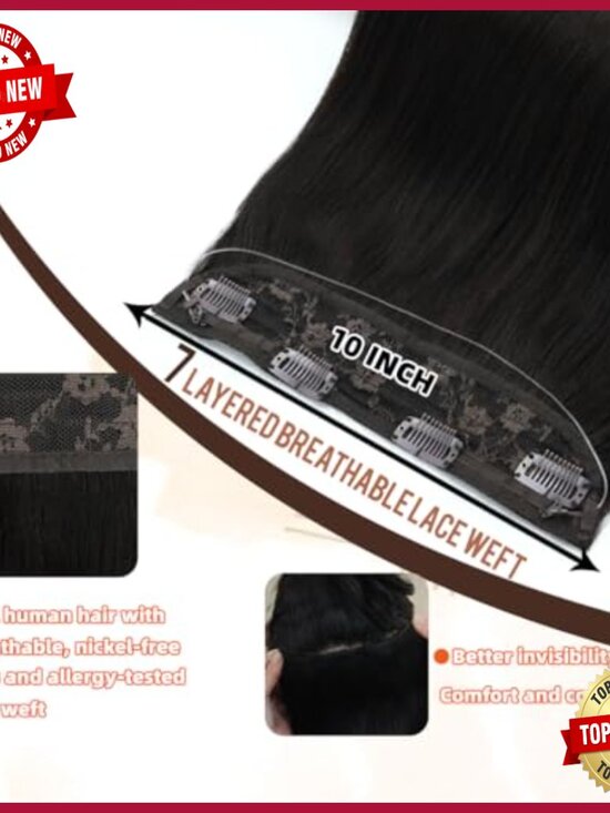 16 Inch 80G Human Hair Extensions Clip-Ins with Invisible Wire